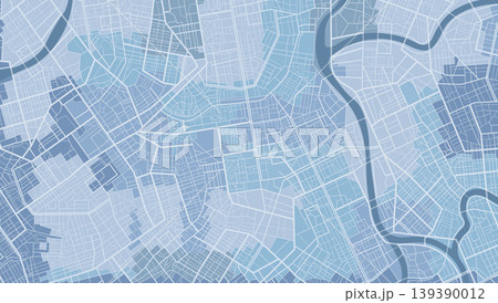 Detailed blue city map background with river and street network. Vector illustration. 139390012