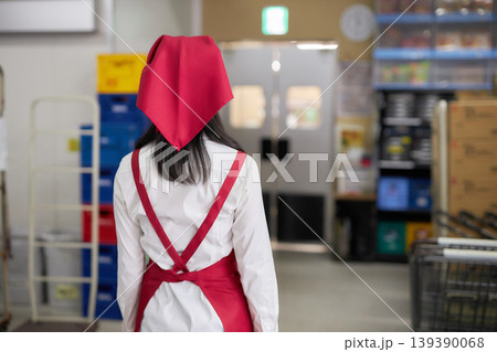 バックヤードでタブレットで商品管理をする若い女性 139390068