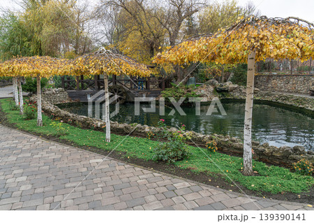 Autumn park by water and trees Autumn park by water and trees 139390141