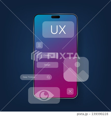 Mobile UX interface design with modern gradient smartphone layout 139390228