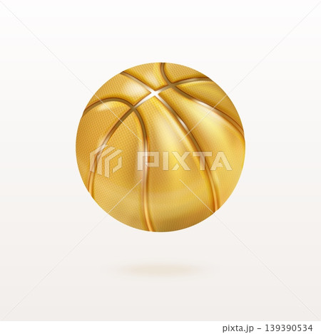 Gold basketball ball. 3d golden balls, basketball player sport trophy winner realistic prize champion championship award american tournament achievement exact vector illustration 139390534