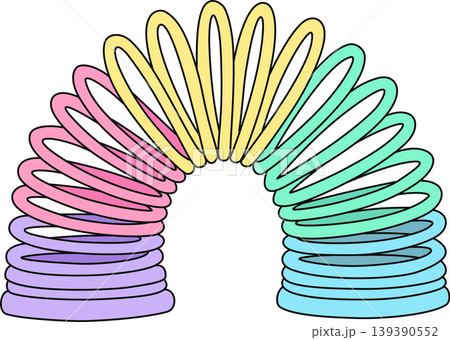 Pastel Rainbow Slinky Spring Toy Illustration, Colorful Metal Coil Spring Design, Retro Childhood Plaything Element Pastel Rainbow Slinky Spring Toy Illustration, Colorful Metal Coil Spring Design, Retro Childhood Plaything Element 139390552