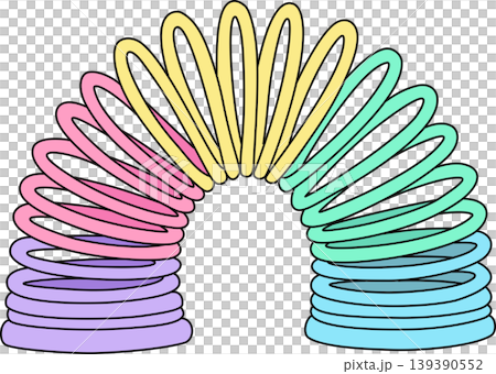 Pastel Rainbow Slinky Spring Toy Illustration, Colorful Metal Coil Spring Design, Retro Childhood Plaything Element Pastel Rainbow Slinky Spring Toy Illustration, Colorful Metal Coil Spring Design, Retro Childhood Plaything Element 139390552