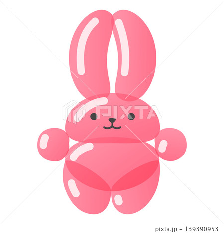 Pink inflatable balloon hare vector doodle icon, children party toy balloon animal twisted into the shape of a rabbit Pink inflatable balloon hare vector doodle icon, children party toy balloon animal twisted into the shape of a rabbit 139390953