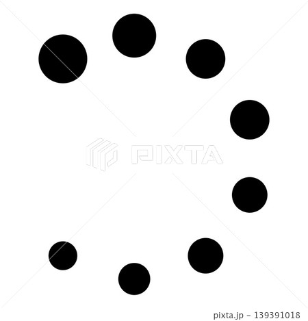 A black loading icon, represented by a circle of dots of varying sizes. A black loading icon, represented by a circle of dots of varying sizes. 139391018