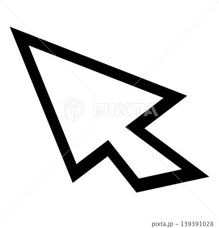 Arrow cursor vector icon, computer mouse pointer cursor black outline sign, tap, press, click indicator for web app game 139391028