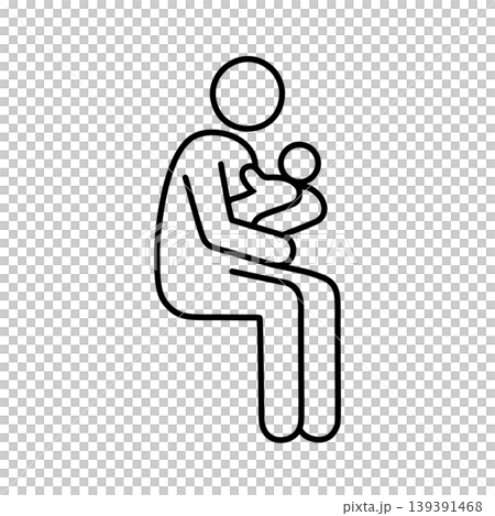 赤ちゃんを抱く人物のラインアイコン 赤ちゃんを抱く人物のラインアイコン 139391468