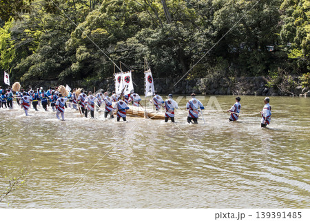 御木曳初式　川曵き　遷宮行事　伊勢神宮の神事　お木曳き行事　令和のお木曳　神宮式年遷宮 139391485