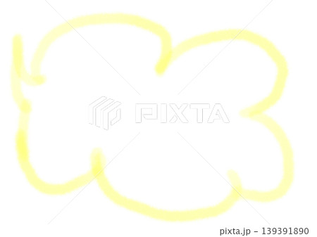 素朴な手描きの雲型吹き出し・黄色のシンプルな吹き出し 139391890