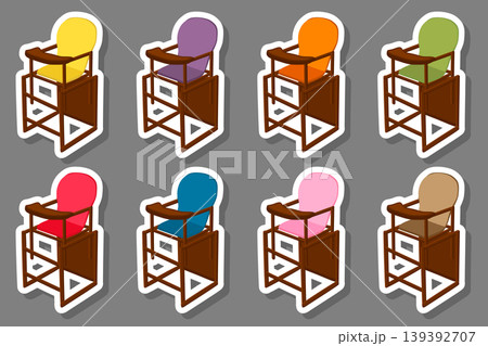 Illustration on theme colorful modern child high chair Illustration on theme colorful modern child high chair 139392707