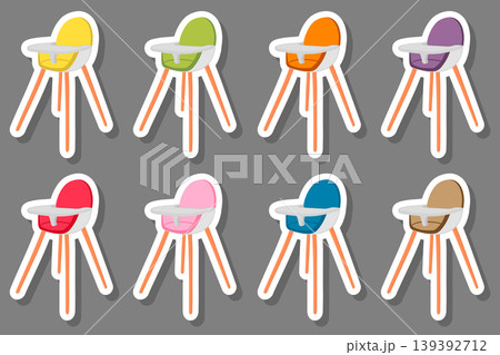 Illustration on theme colorful modern child high chair Illustration on theme colorful modern child high chair 139392712