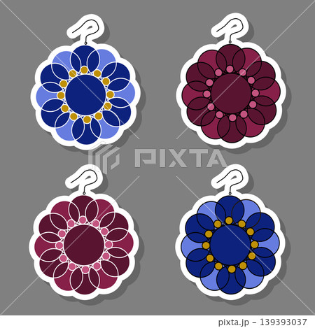 Modern gem emblem with bright precious jewel of different shapes 139393037