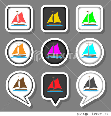 Vector icons illustration logo from set symbols for sea vessel yacht 139393045