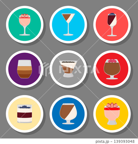 Vector icon logo for set symbols sweet jelly panna cotta 139393048