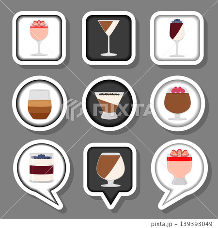 Vector icon logo for set symbols sweet jelly panna cotta 139393049