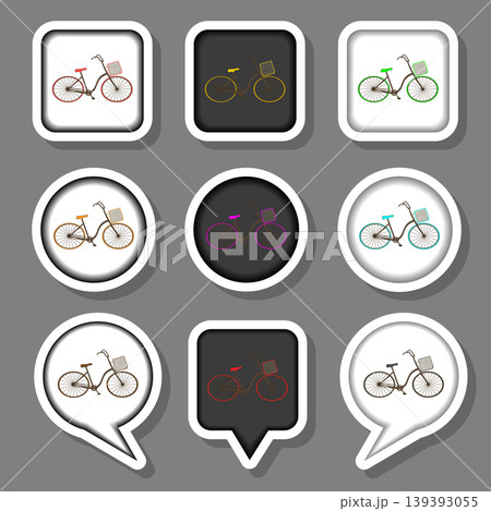 Vector icon illustration for set symbols retro bicycle with basket Vector icon illustration for set symbols retro bicycle with basket 139393055