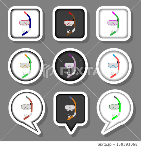 Vector icon illustration for set symbols mask to diving, sea swimming Vector icon illustration for set symbols mask to diving, sea swimming 139393068