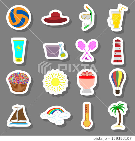 Vector icon illustration logo for set symbols on flat colored buttons 139393107