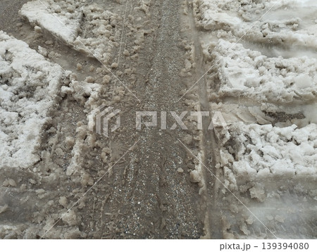 Slush ice, slurry mixture of small ice crystals, snow and liquid water. Slush forms when ice or snow melts during mixed precipitation with dirt and pollutants, resulting in gray or muddy brown color. Slush ice, slurry mixture of small ice crystals, snow and liquid water. Slush forms when ice or snow melts during mixed precipitation with dirt and pollutants, resulting in gray or muddy brown color. 139394080