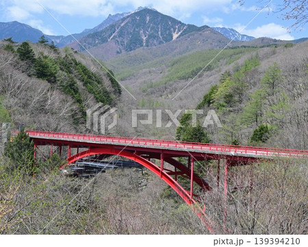 東沢大橋と八ヶ岳 139394210