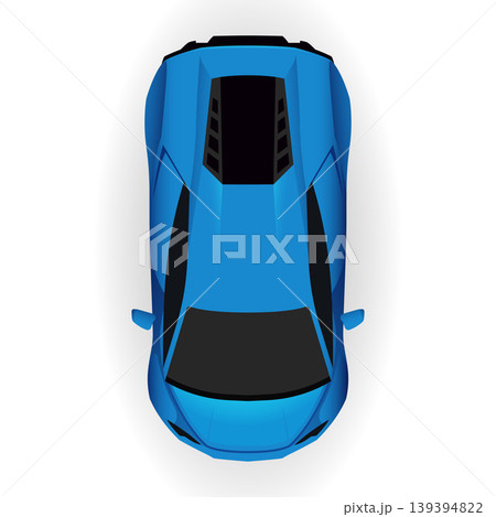Blue super car aerial view stock illustration 139394822
