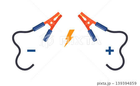 Car battery jumper power cable icon isolated. Wire Battery Charge Connect. Vector Illustration. 139394859