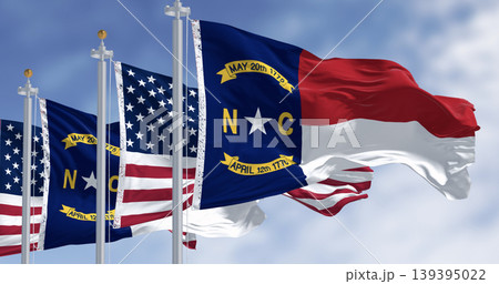 Detail of North Carolina state flag waving Detail of North Carolina state flag waving 139395022