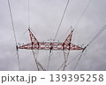 High-voltage power lines against the background of cloudy sky 139395258