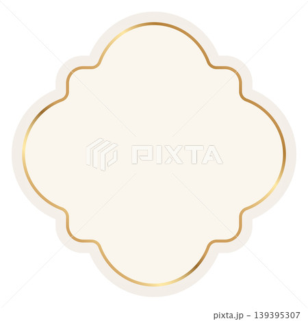 Classic luxury badge for premium packaging, wedding invitations, boutique branding. Vintage elegant frame of decorative label with gold frame and beige background. Vector illustration Classic luxury badge for premium packaging, wedding invitations, boutique branding. Vintage elegant frame of decorative label with gold frame and beige background. Vector illustration 139395307
