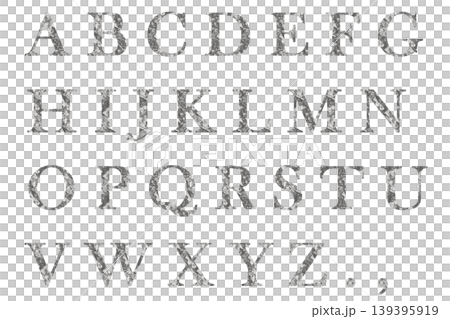 Six uppercase letters of the alphabet with a silver foil texture. Six uppercase letters of the alphabet with a silver foil texture. 139395919