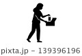 マスクを箱に入れる人物のシルエット 139396196