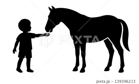 子供と馬のシルエット 子供と馬のシルエット 139396213