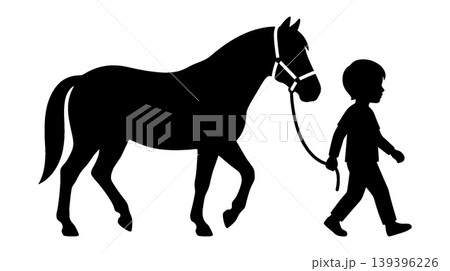 子供と馬のシルエット 子供と馬のシルエット 139396226
