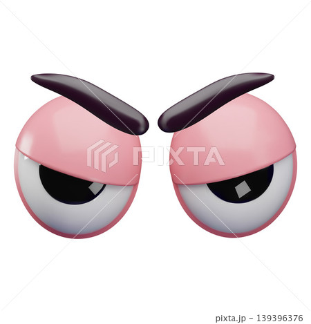 3D eye icon with furrowed brows and squinted eyelids. 3D eye icon with furrowed brows and squinted eyelids. 139396376