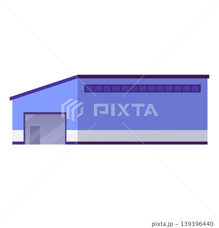 Blue factory warehouse building with a door, hangar. Blue factory warehouse building with a door, hangar. 139396440