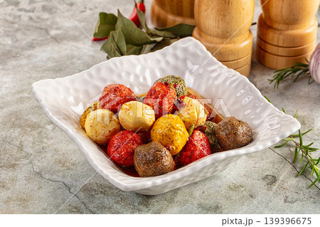 Shanklish cheese with spices in the oil 139396675