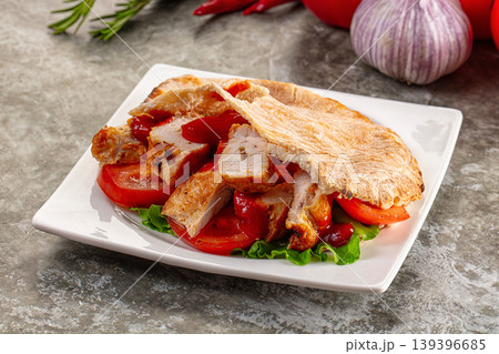 Pita with chicken and vegetables Pita with chicken and vegetables 139396685