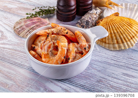 Boiled tiger prawn snack appetizer Boiled tiger prawn snack appetizer 139396708