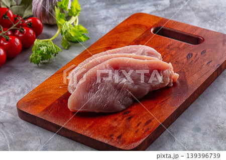 Raw turkey breast fillet steak 139396739