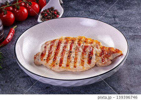 Tasty grilled fat pork steak Tasty grilled fat pork steak 139396746