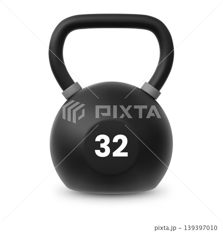 Kettlebell 32 kilograms realistic 3D vector icon, gym strength training, sport equipment for weight lifting exercise Kettlebell 32 kilograms realistic 3D vector icon, gym strength training, sport equipment for weight lifting exercise 139397010