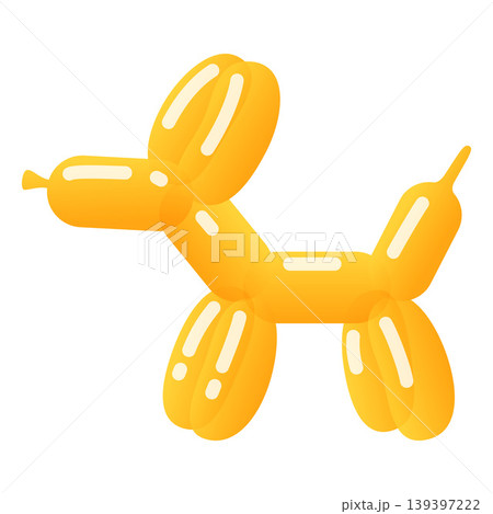 A dog made from a yellow balloon, with a tail, paws, muzzle, and ears. 139397222