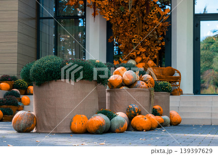 pumpkin exterior decorative scene October season time autumn aesthetic pumpkin exterior decorative scene October season time autumn aesthetic 139397629