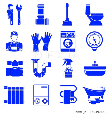 Plumbing Service Icons Set 139397640