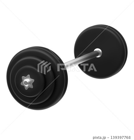 Barbell realistic 3D vector icon, barbell with multiple weights plates for gym workout strength training sport equipment 139397768
