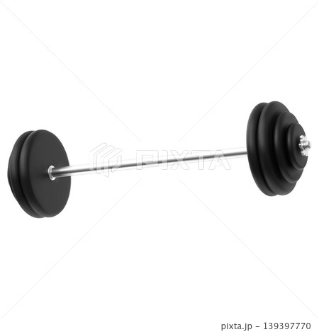 Barbell realistic 3D vector, barbell with multiple weights plates for gym workout and strength training, sport equipment Barbell realistic 3D vector, barbell with multiple weights plates for gym workout and strength training, sport equipment 139397770