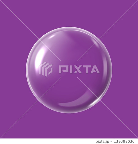 Realistic transparent 3D sphere with highlights on a purple background. Realistic transparent 3D sphere with highlights on a purple background. 139398036