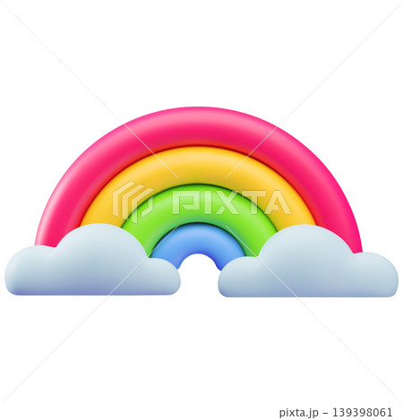 Rainbow with clouds 3D plastic style vector illustration, colorful rainbow arch summertime heaven weather phenomenon Rainbow with clouds 3D plastic style vector illustration, colorful rainbow arch summertime heaven weather phenomenon 139398061