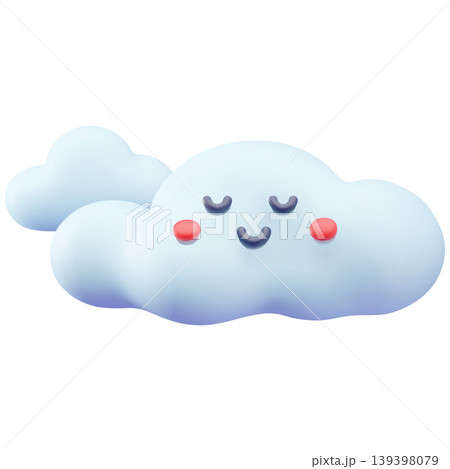 Lovely cloud 3D plastic style, vector cartoon cloudy weather forecast symbol, volume meteorology face character Lovely cloud 3D plastic style, vector cartoon cloudy weather forecast symbol, volume meteorology face character 139398079