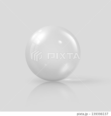 Realistic 3D transparent glass ball with white glares and shadow reflection, vector volume crystal bubble, glossy sphere Realistic 3D transparent glass ball with white glares and shadow reflection, vector volume crystal bubble, glossy sphere 139398137